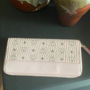 MCM Pink & Gray Zip Around Wallet